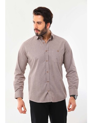 Marisso Erkek Cep Detaylı Uzun Kol Pamuk Gömlek 19Asm Bej