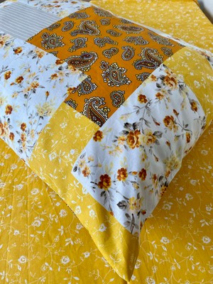 Akça Ev Patchwork Desen %100 Pamuk Tek Kişilik Çarşaf ve Yastık Kılıfı