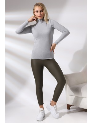 Endies Balıkçı Yaka Kompakt Likralı Uzun Kol Bluz 19833 Grimelanj