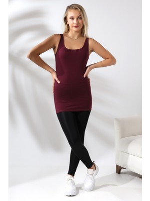 Endies Kadın Karyokalı Uzun Basic Pamuklu Esnek Atlet 19055 Mor