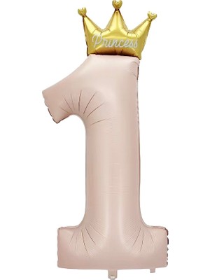 Prens 1 Rakam Pembe Folyo Balon 115 cm