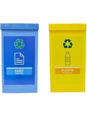Özekim Geri Dönüşüm Kutusu Mavi Kağıt ve Sarı Plastik Atıklar İçin 70 Litre Kapasiteli