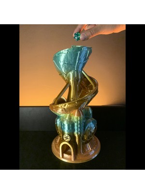 Turansoy Craft Zar Kulesi Büyük Boy Masaüstü Dekoratif Obje Dice Roller Zar Atıcı Kule Büyük Boy