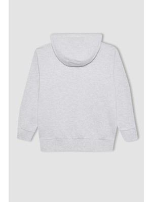 DeFacto Erkek Çocuk Kapüşonlu Pike Fermuarlı Basic Düz Sweatshirt B6503A824SP