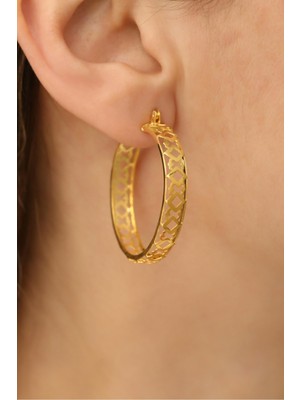 Nox Jewelry 925 Ayar Gümüş Etnik Desenli Halka Küpe