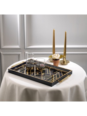 Schafer Kunst Tepsi-1 Parça-Lacivert