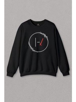 Unisex Siyah Sweatshirt Twenty One Pilots Stressed Out Baskılı Sweat