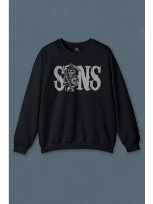 Lacivert Sweatshirt Sons Of Anarchy Redwood Baskılı Unisex Sweat