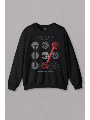 Unisex Siyah Sweatshirt Music Twenty One Pilots Stressed Baskılı Sweat