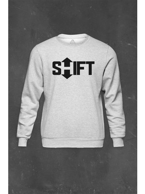 Gri Sweatshirt Shift Şift Logo Ctrl Alt Delete Windows Klavye Baskılı Unisex Sweat