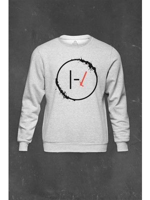 Gri Sweatshirt Twenty One Pilots Stressed Out Baskılı Unisex Sweat