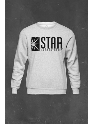 Gri Sweatshirt The Flash Star Lab Team S.t.a.r. Laboratories Baskılı Unisex Sweat