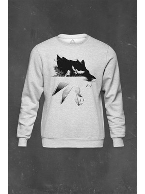 Gri Sweatshirt The Witcher Avatar Wild Hunt Online Oyun Wolf Baskılı Unisex Sweat