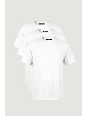 Mmetalic Erkek Çok Renkli T- Shirt Regular Fit Rahat Kesim Bisiklet Yaka 3'lü Basic Tişört Paketi