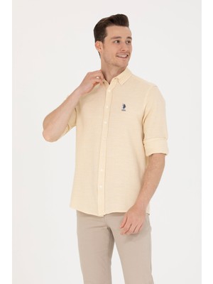 U.S. Polo Assn. Erkek Açık Sarı Gömlek Desenli 50263524-VR004