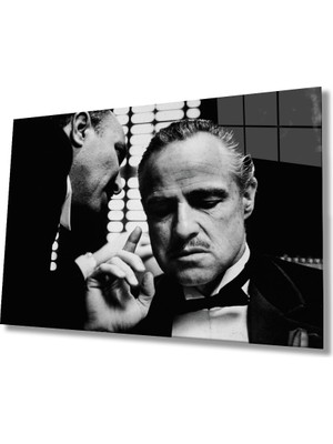 Miyrem Siyah Beyaz Insan Fotoğrafları Godfather Cam Tablo  The Godfathermıyrem36 x 23-Mıyrem