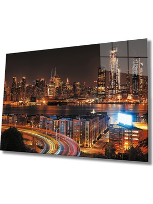 Miyrem Şehir Manzaralı Cam Tablo Urban Area View  36 x 23-Mıyrem