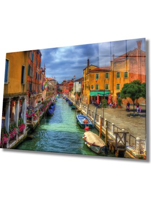 Miyrem Venedik Şehir Manzaralı Cam Tablo Venice City View  36 x 23-Mıyrem