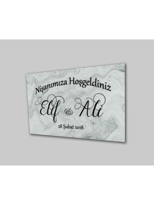 Düğün Nişan Hoşgeldiniz Cam TABLOMIYREM36X23-MIYREM