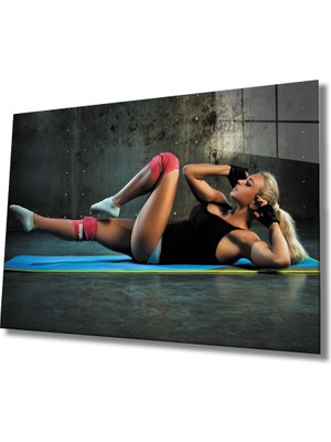 Mekik Çeken Kadın Cam Tablo 36X23-MIYREM