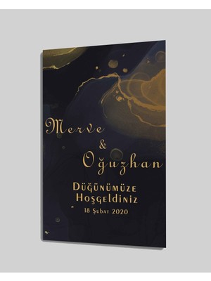 Düğün Nişan Hoşgeldiniz Cam TABLOMIYREM36X23-MIYREM