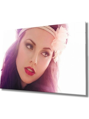 Kadınlar Kızıl Saç Cam Tablo  36X23-MIYREM