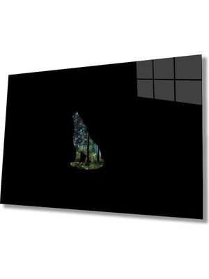 Manzara Kurt Yeşil Cam Tablo 36X23-MIYREM