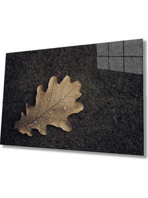 Kahverengi Yaprak Cam Tablo 36X23-MIYREM