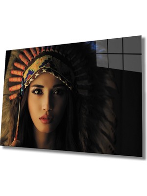Kadınlar Kızılderili Cam Tablo Women Indila  36X23-MIYREM