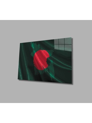Bangladeş Bayrağı Cam Tablo Bangladesh Flag  36X23-MIYREM