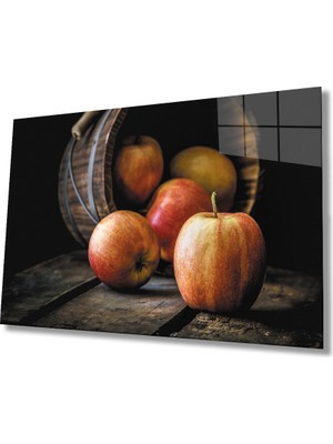 Sepet Elma Natürmort Meyve Cam Tablo 36X23-MIYREM