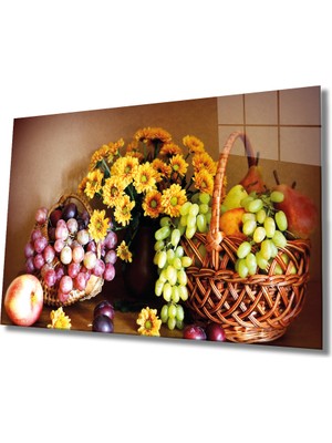 Sepette Meyveler Cam Tablo Furits In Basket  36X23-MIYREM