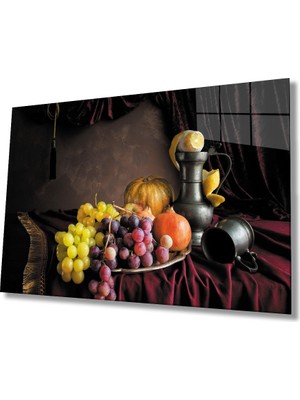 Meyveler Obje Natürmort Cam Tablo 36X23-MIYREM
