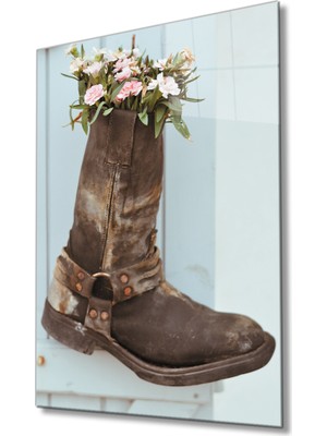 Bohem Tarzı Çizme Saksı Görselli Tablo 36X23-MIYREM