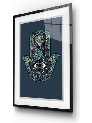 Mavi-Miyrem Çerçeve Efektli Fatma Ananın Eli Cam TABLOMIYREM36X23-MIYREM