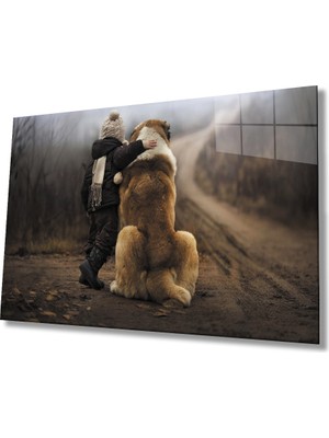 Çocuk ve Köpek Cam TABLOMIYREM36X23-MIYREM