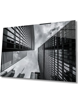 Siyah Beyaz Geomeetrik Cam Tablo  36X23-MIYREM