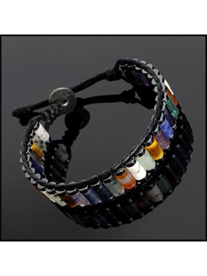 Seven Art Jewelry Obsidyen Havlit Ametist Kaplangözü Yıldız Taşı Hint Akiği Sodalit Jasper Kırmızı Akik Bileklik