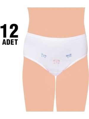 Tutku 821 Kız Çocuk Ince Bel Işlemeli Slip Külot 12'li