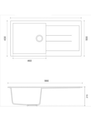 Global | | 1 Göz Antrasit 50X99 cm Xl Küvet Granit Evye + Sifon GRNT0094