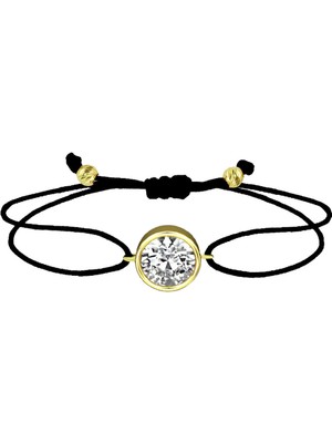 Bilezikci Tek Taşlı Ipli Altın Bileklik