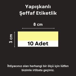 10 Adet Şeffaf Etiket Pvc Yapışkanlı Etiketlik 8x3 cm Raf Etiket Cebi Yapışkanlı Şeffaf Ürün Etiketliği isimlik Ürünlerin Altına Yapıştırmalı Etiketlik