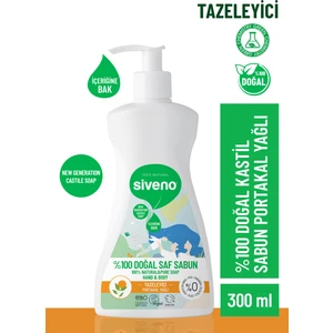 %100 Doğal Sıvı Kastil Sabun Portakal Yağlı Tazeleyici Nemlendirici Bitkisel Vegan 300 ml