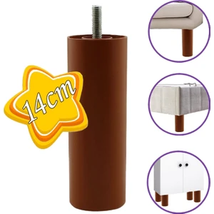 Silindir Destek Ayağı 14 cm Kahverengi Sert Plastik Gizli Mobilya Kanepe Baza Koltuk Dolap Sehpa Tv Ünitesi Ayağı