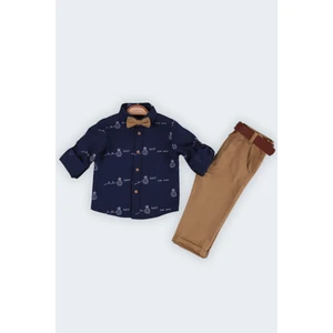 Gold Class Kidswear Salopetli Papyonlu Erkek Çocuk Gömlekli Takım