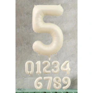 Krem Renk Rakam Folyo Balon 5