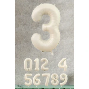 Krem Renk Rakam Folyo Balon 3