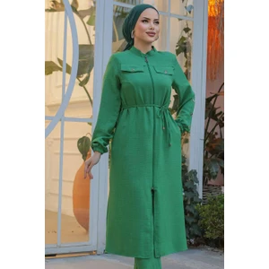 Neva Style Düğmeli Yeşil Tesettür Tunik 645Y