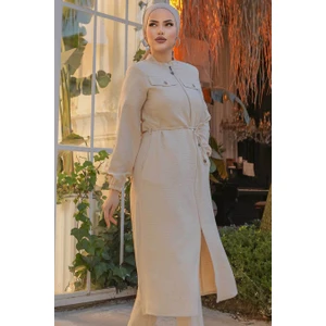 Neva Style Düğmeli Bej Tesettür Tunik 645BEJ