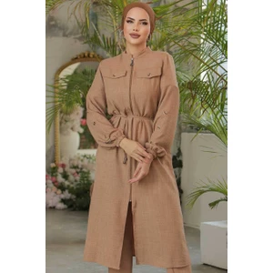 Neva Style Düğmeli Camel Tesettür Tunik 645C